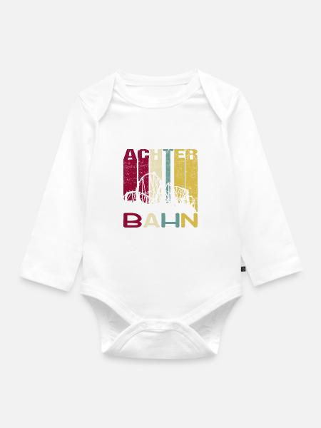 Achterbahn Freizeitpark Retro Vintage Silhouette - Baby Bio-Langarm-Body - Weiß