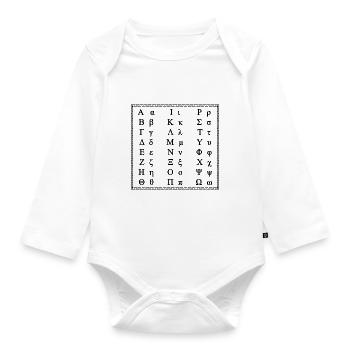 Greek alphabet design black gift idea - Organic Longsleeve Baby Bodysuit - white - Front