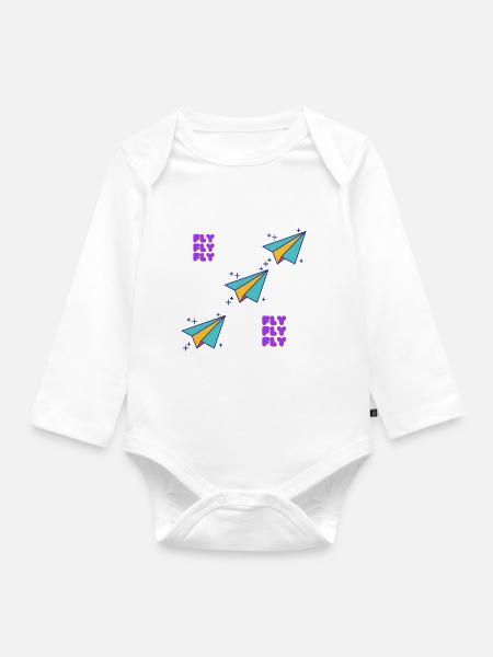 FLIEGE, FLIEGE, FLIEGE - Baby Bio-Langarm-Body - Weiß