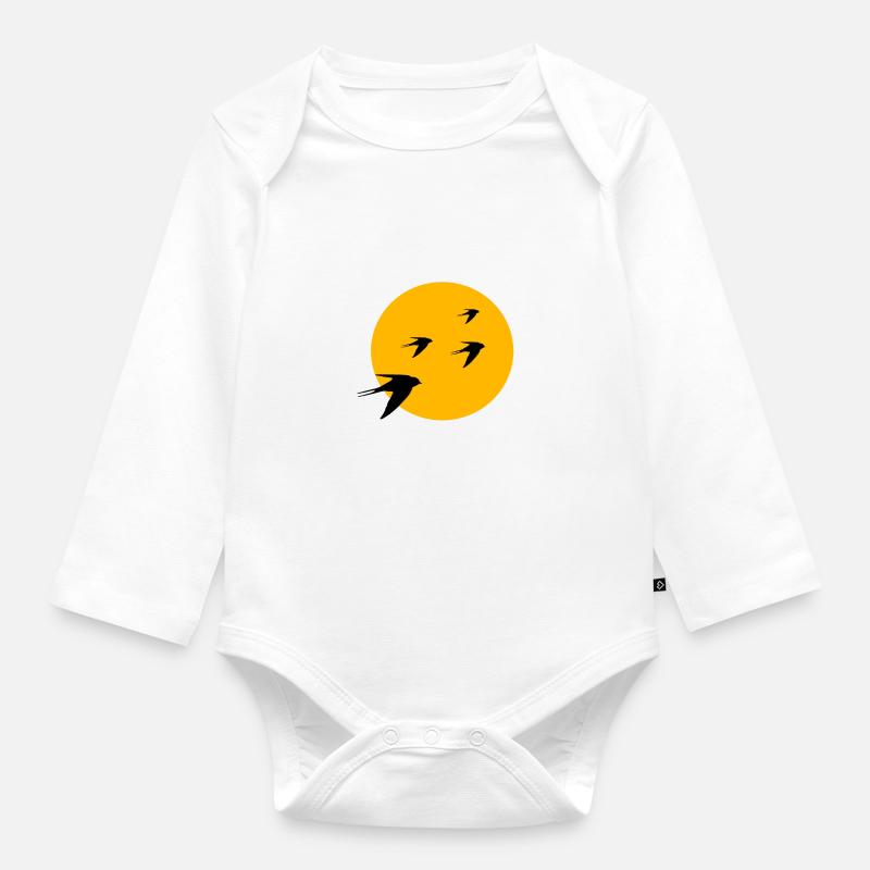 Oiseaux oiseau soleil - Body Bébé bio manches longues - blanc