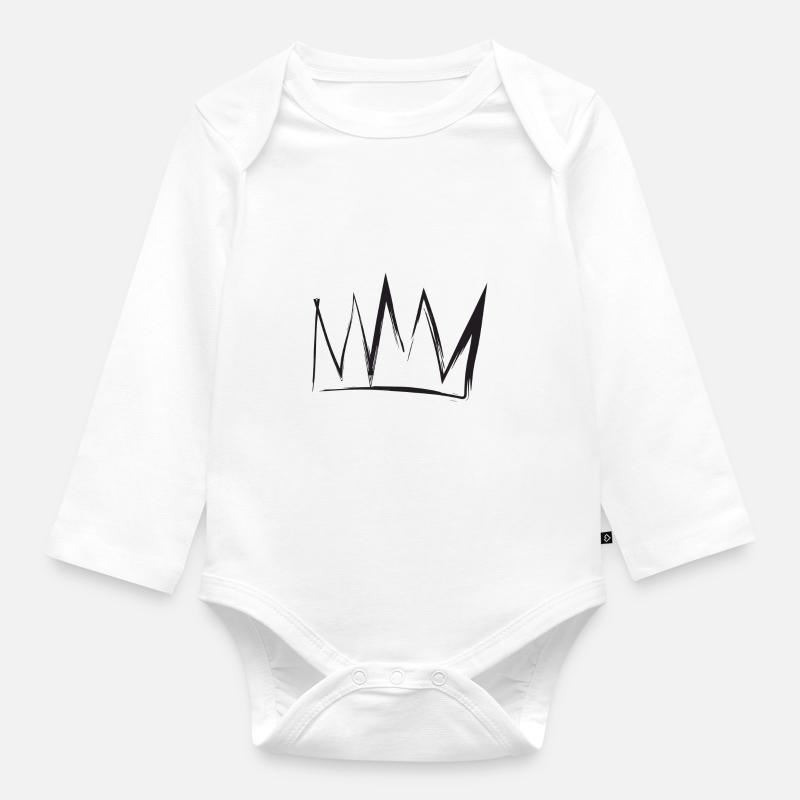 Couronne - Body Bébé bio manches longues - blanc