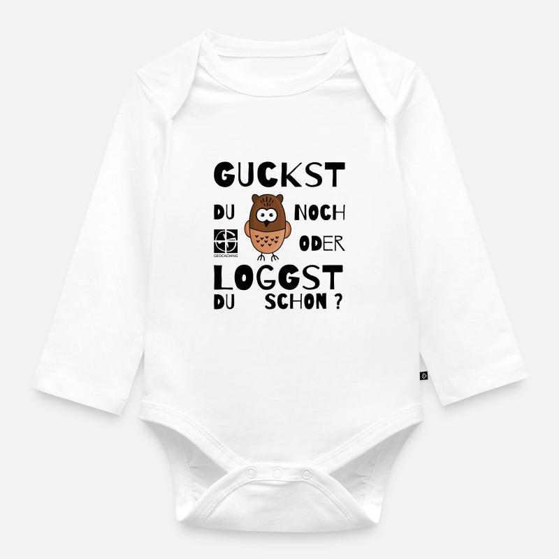 GEOCACHING - Guckst Du noch oder loggst du schon ? - Baby Bio-Langarm-Body - Weiß