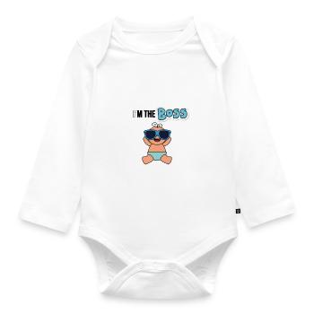 Ich bin der Chef png blau - Baby Bio-Langarm-Body - Weiß - Vorne
