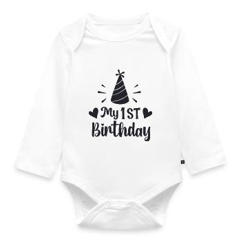 Mein 1. Geburtstag - Baby Bio-Langarm-Body - Weiß - Vorne