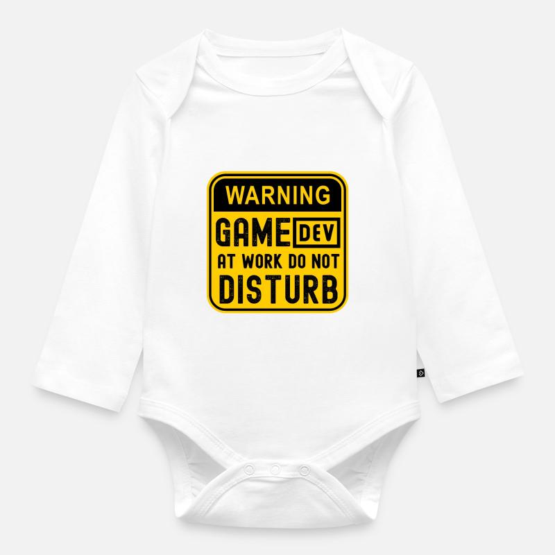 AVERTISSEMENT JEU DEV AU TRAVAIL NE PERTURBENT PAS - Body Bébé bio manches longues - blanc