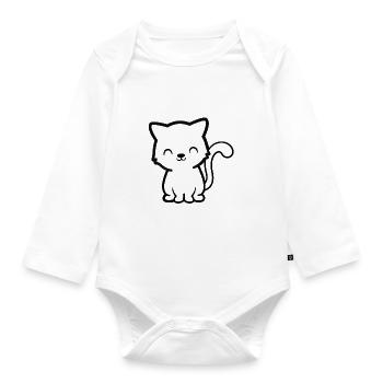 Cute Cat, cute kitty, cute animal - Organic Longsleeve Baby Bodysuit - white - Front