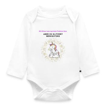 Glitzer - Baby Bio-Langarm-Body - Weiß - Vorne