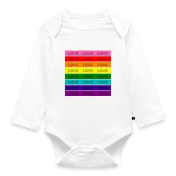 Cher drapeau arc-en-ciel - Body Bébé bio manches longues - blanc - Devant