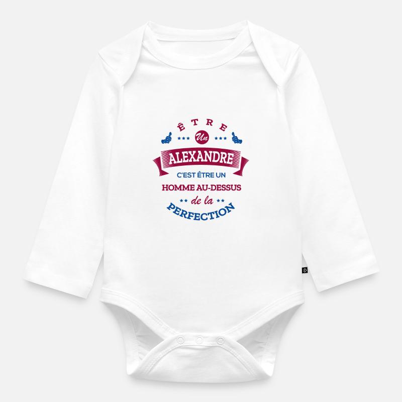 ALEXANDRE PARFAIT - NOM ALEXANDRE - Body Bébé bio manches longues - blanc