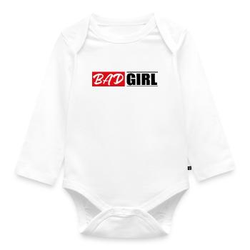 bad girl woman power popular sticker sticker sticker - Organic Longsleeve Baby Bodysuit - white - Front