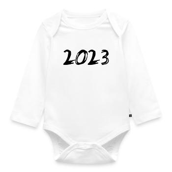 2023 Jahreszahl Datum Zahl Anno Kalenderjahr - Baby Bio-Langarm-Body - Weiß - Vorne