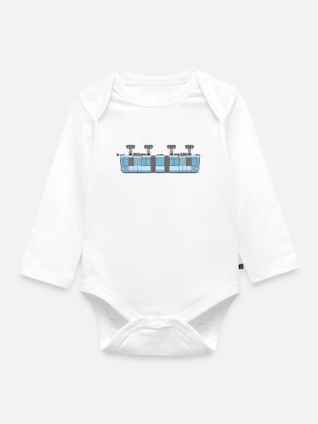 Schwebebahn kurz - Baby Bio-Langarm-Body - Weiß