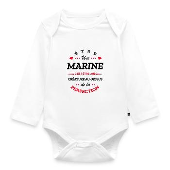 MARINE PARFAITE - NOM MARINE - Body Bébé bio manches longues - blanc - Devant