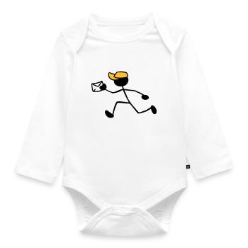 Postbote Kurier Briefzusteller Express Sendung - Baby Bio-Langarm-Body - Weiß - Vorne