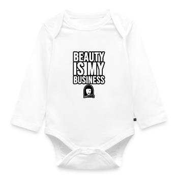 Beauty is my Business - Organic Longsleeve Baby Bodysuit - white - Front