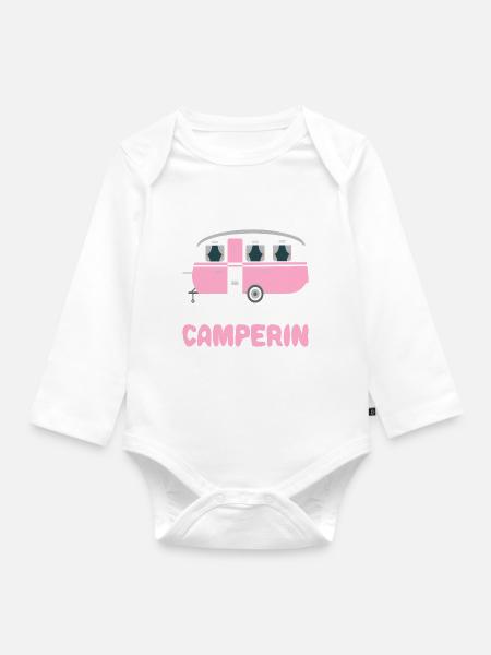Nachwuchs Camperin Camping Baby Mädchen Kind - Baby Bio-Langarm-Body - Weiß