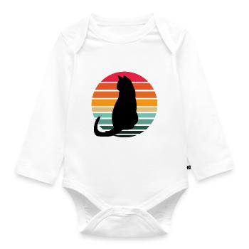 Katze Sunset - Baby Bio-Langarm-Body - Weiß - Vorne