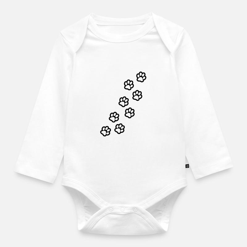Pattes de chien et de chat - Body Bébé bio manches longues - blanc