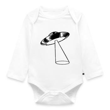 Beam Mystery UFO kidnapped - Organic Longsleeve Baby Bodysuit - white - Front