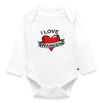Wangen - Ich liebe Stadtnamen in Tattoo Stil - Baby Bio-Langarm-Body - Weiß - Vorne