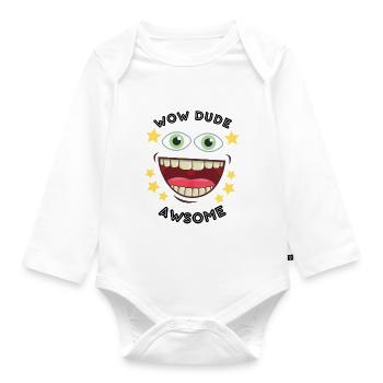 wow mec - Body Bébé bio manches longues - blanc - Devant