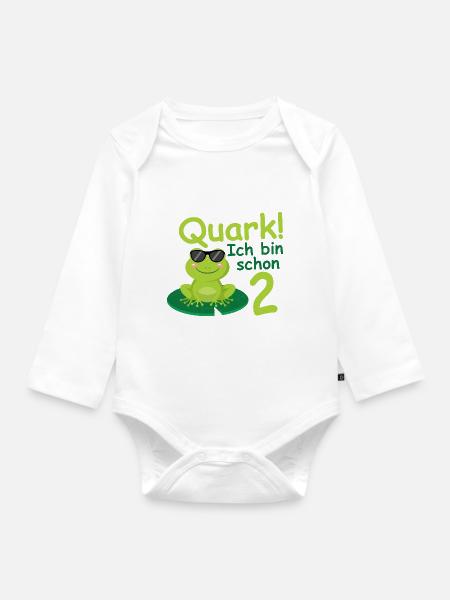 Geburtstagsshirt 2 jahr Frosch Baby mädchen Junge - Baby Bio-Langarm-Body - Weiß