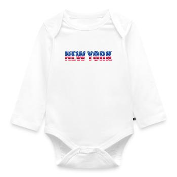 NEW YORK Flag - Organic Longsleeve Baby Bodysuit - white - Front