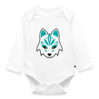 Kitsune Maske blau - Baby Bio-Langarm-Body - Weiß - Vorne