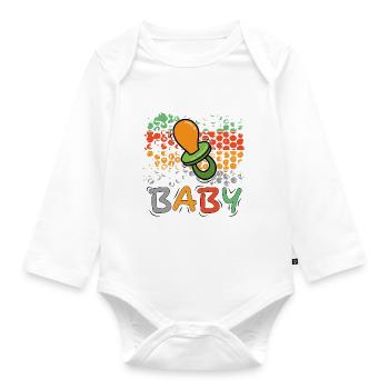 Baby Nuckel Sprüche Niedlich Suck - Baby Bio-Langarm-Body - Weiß - Vorne