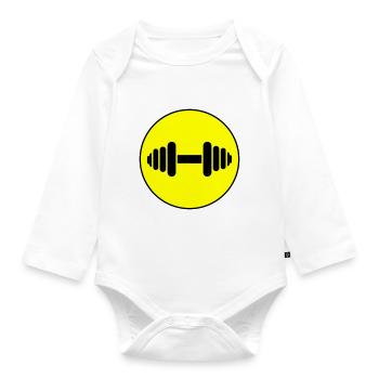 Dumbbell weights icon - Organic Longsleeve Baby Bodysuit - white - Front