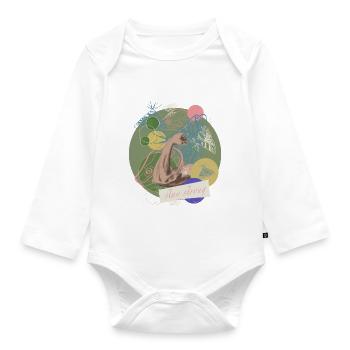 Stay Strong with text - Organic Longsleeve Baby Bodysuit - white - Front