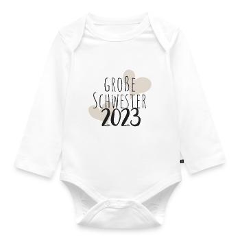 große Schwester 2023 - Baby Bio-Langarm-Body - Weiß - Vorne