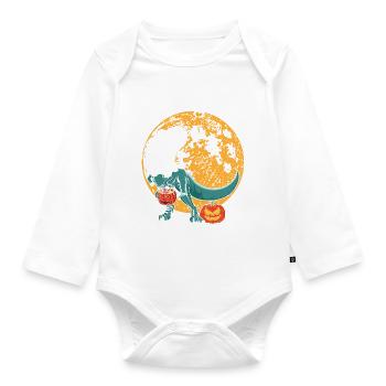 Halloween Dinosaur Pumpkin - Organic Longsleeve Baby Bodysuit - white - Front