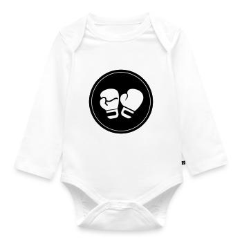 Boxing Boxing Gloves Symbol - Organic Longsleeve Baby Bodysuit - white - Front