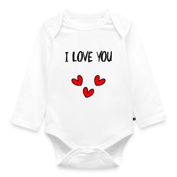 LIEBE. ICH LIEBE DICH. VALENTINSTAG. JUNGGESELLINNENABSCHIED. ICH LIEBE DICH. - Baby Bio-Langarm-Body - Weiß - Vorne