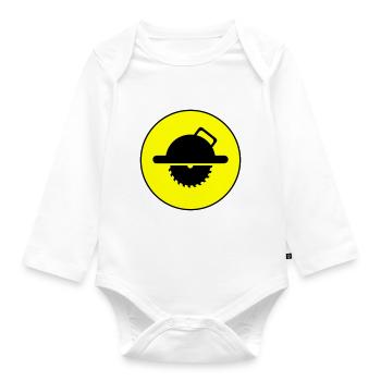 Hand Circular Saw Symbol Silhouette - Organic Longsleeve Baby Bodysuit - white - Front