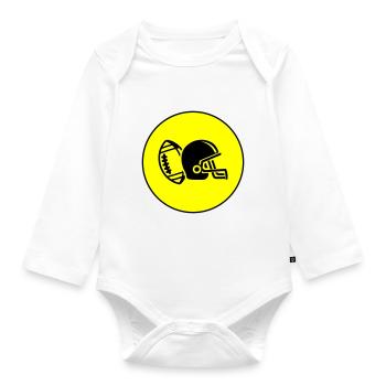 Football Helm - Baby Bio-Langarm-Body - Weiß - Vorne