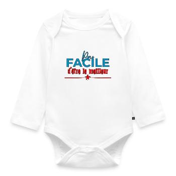 Pas Facile d'être le Meilleur - Body Bébé bio manches longues - blanc - Devant