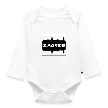 Zagreb Croatia Skyline Silhouette Travel Souvenir - Organic Longsleeve Baby Bodysuit - white - Front