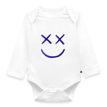 Smiling blau - Baby Bio-Langarm-Body - Weiß - Vorne