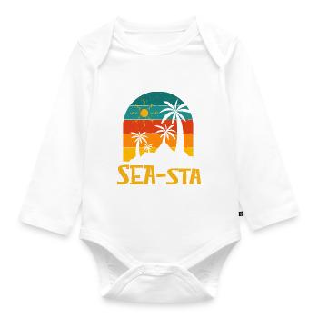 Seasta Beach Summer Ocean Tropical Seaside Trip - Organic Longsleeve Baby Bodysuit - white - Front
