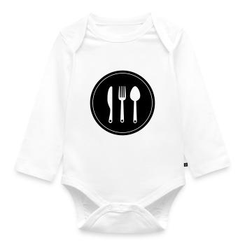Fork cutlery - Organic Longsleeve Baby Bodysuit - white - Front