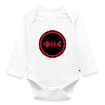 Fish Symbol Bone Bones - Organic Longsleeve Baby Bodysuit - white - Front