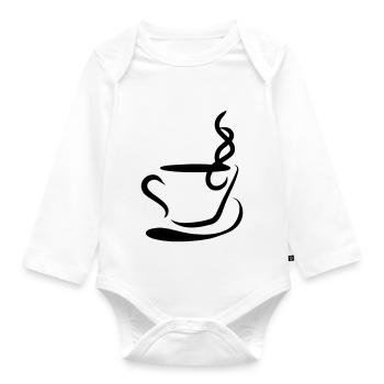 Coffee Illustration Gift Idea for Coffee Drinkers - Organic Longsleeve Baby Bodysuit - white - Front