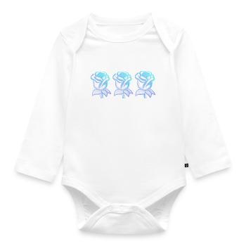 Three Roses Blue Glitter - Organic Longsleeve Baby Bodysuit - white - Front