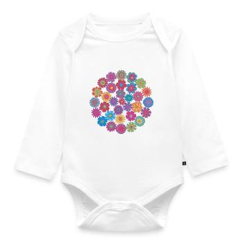 Flower Circle - Organic Longsleeve Baby Bodysuit - white - Front