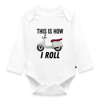 So rolle ich Moped - Baby Bio-Langarm-Body - Weiß - Vorne