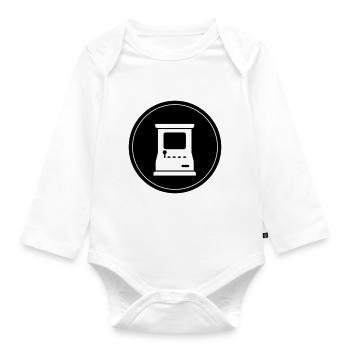 Arcade Retro Gamer Kreis - Baby Bio-Langarm-Body - Weiß - Vorne