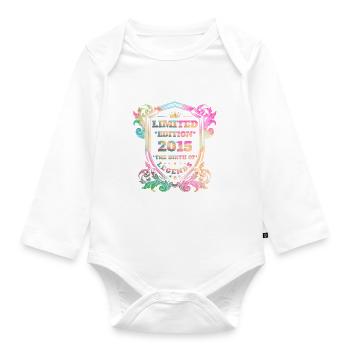 2015 Geburtstag Jahrgang Vintage Regenbogenfarben - Baby Bio-Langarm-Body - Weiß - Vorne