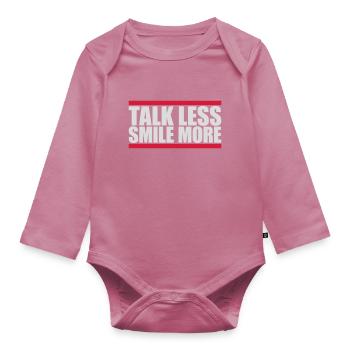 parler moins sourire plus - Body Bébé bio manches longues - mauve - Devant